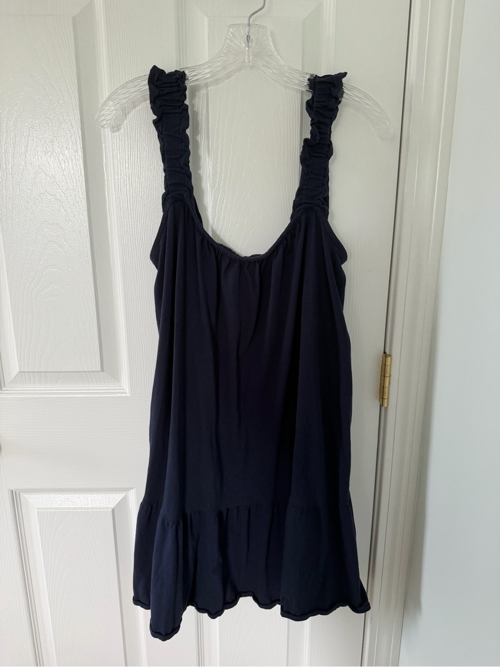 J Crew Cotton Navy Ruffle Strap Sundress